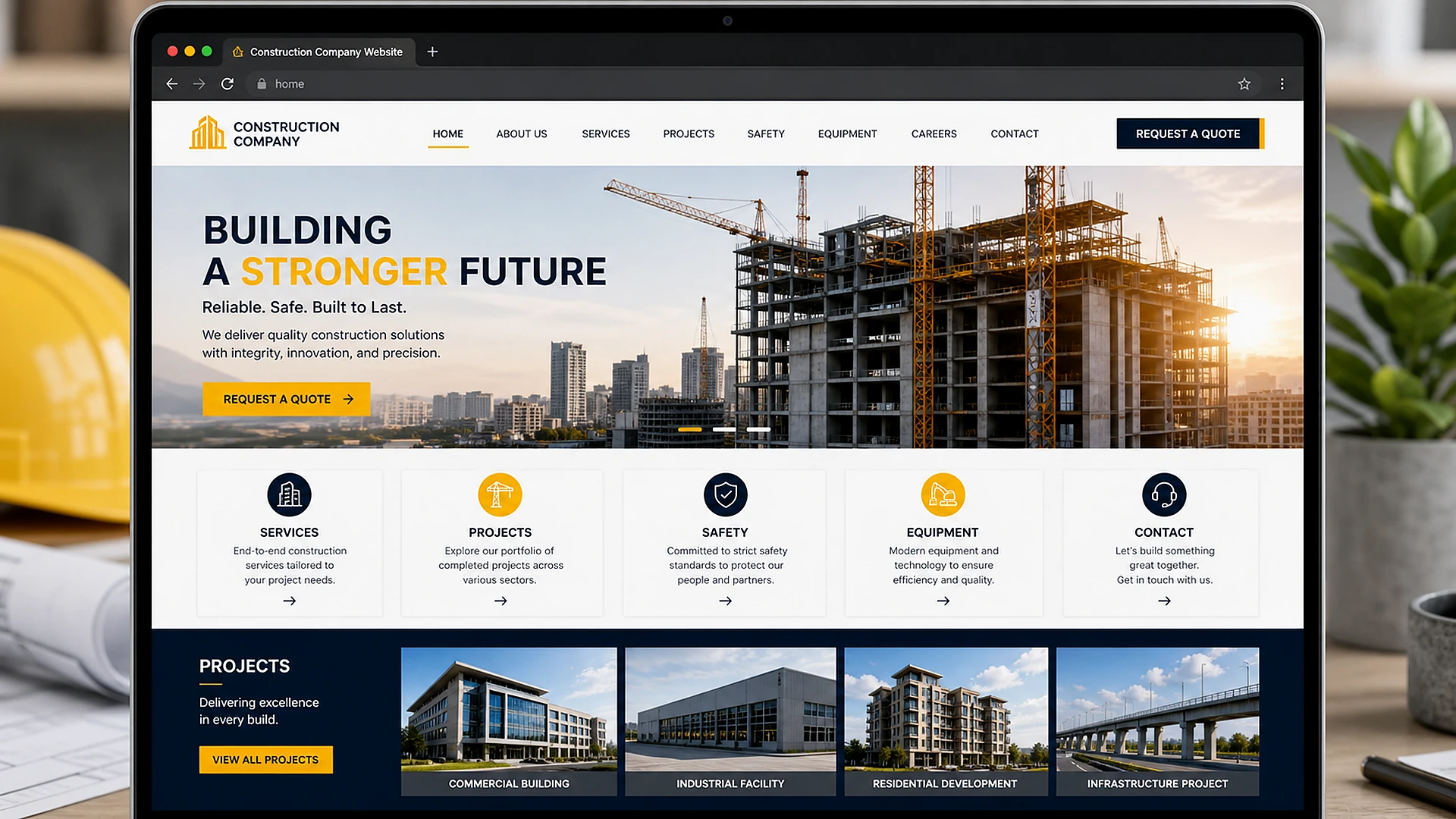 Concept preview of a construction company website